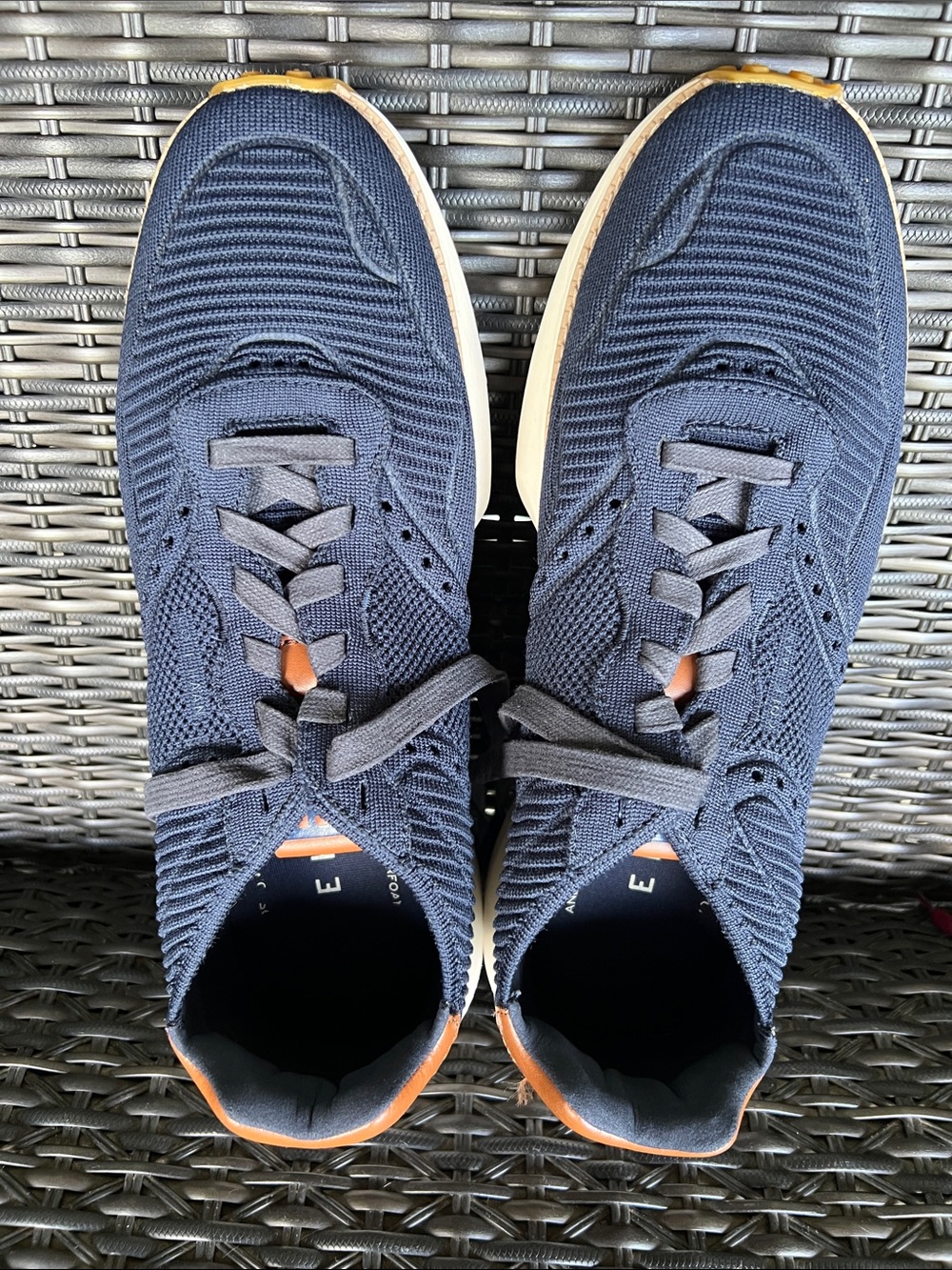 Cole Haan Navy Knit Sneakers with Orange Accents
